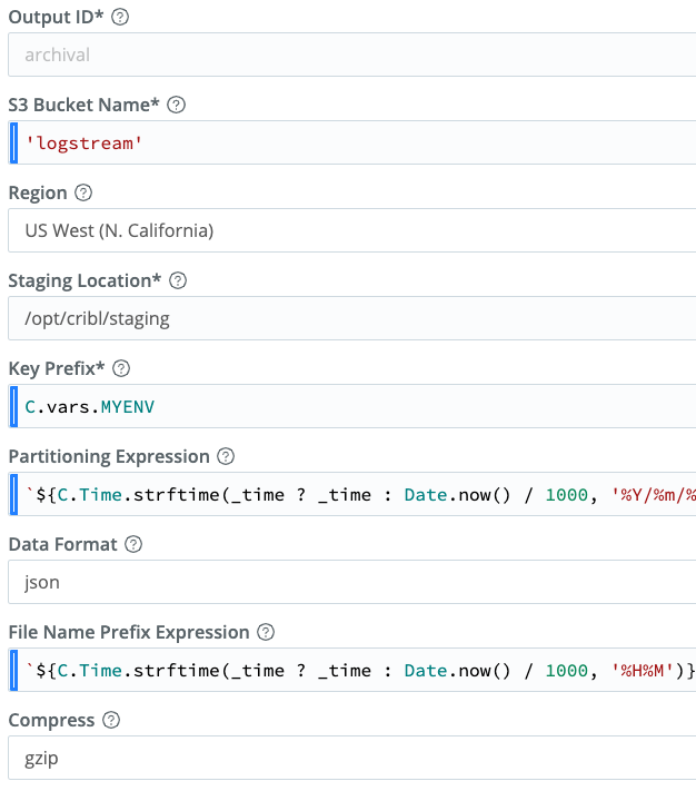 Partitioning and filename expressions