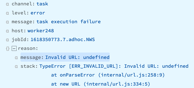 Example Invalid URL message