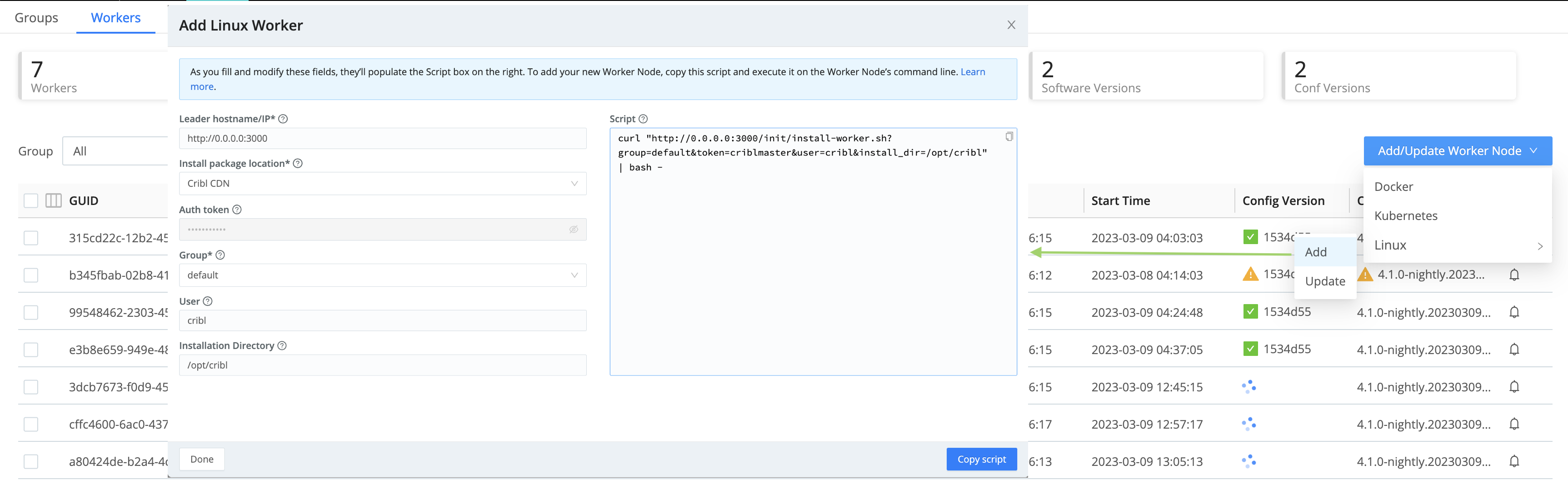 Add/Bootstrap Worker UI option (composite)