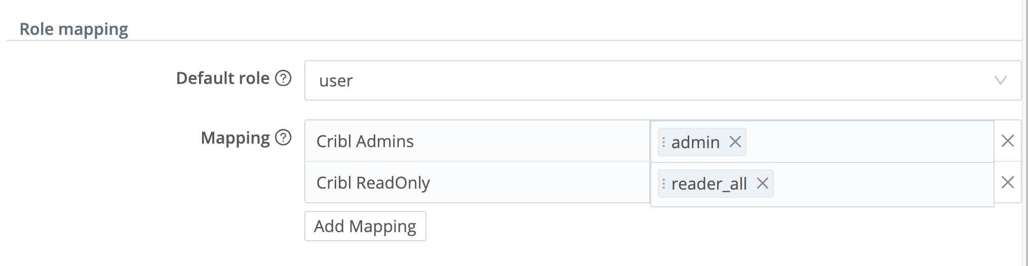 Example Cribl Role Mapping