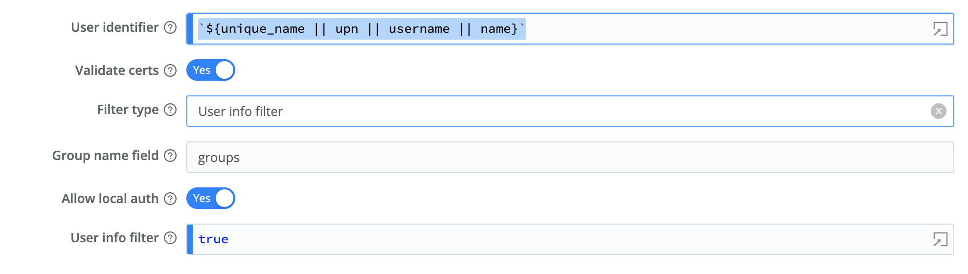 Sample User identifier entry for v1 endpoints
