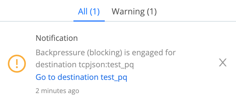 Backpressure notification