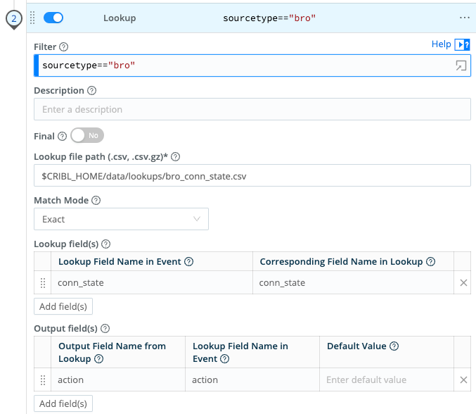Lookup Function to add action field
