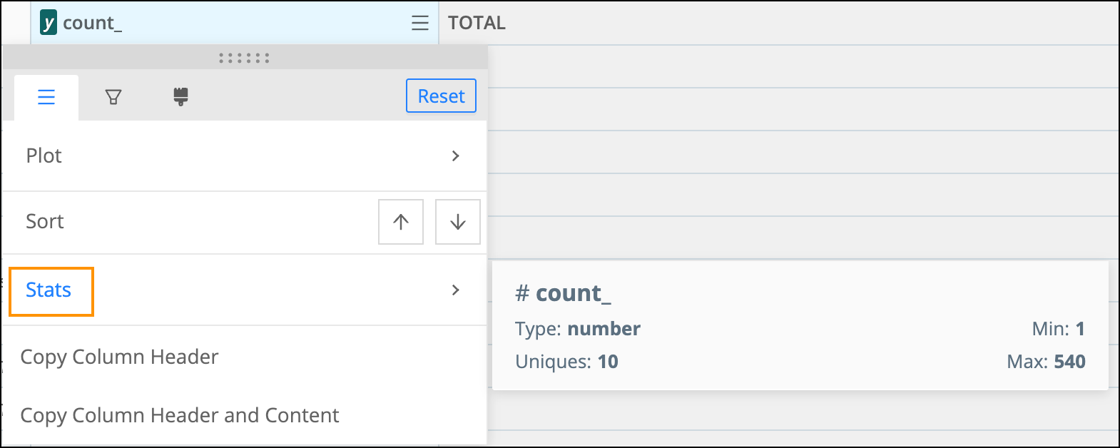 Stats on the General tab