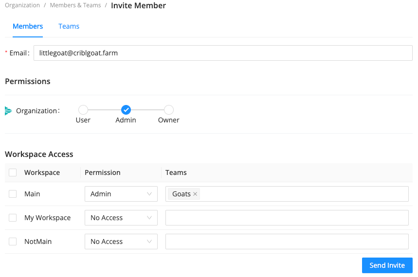 Invite Member modal