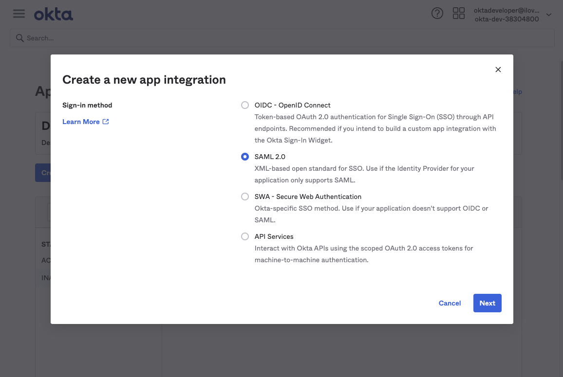 Specifying SAML 2.0 sign-in