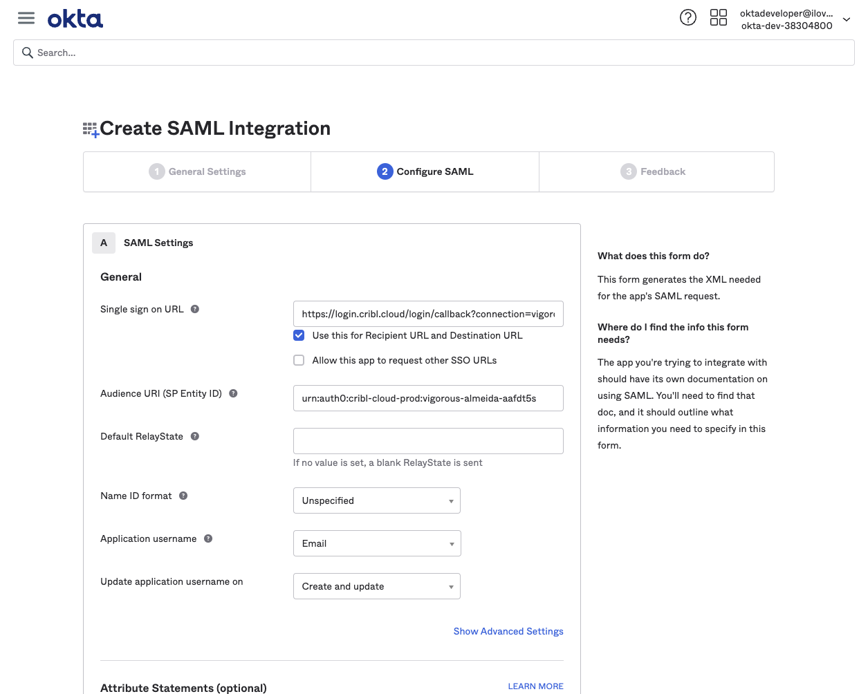 Configuring SAML Settings