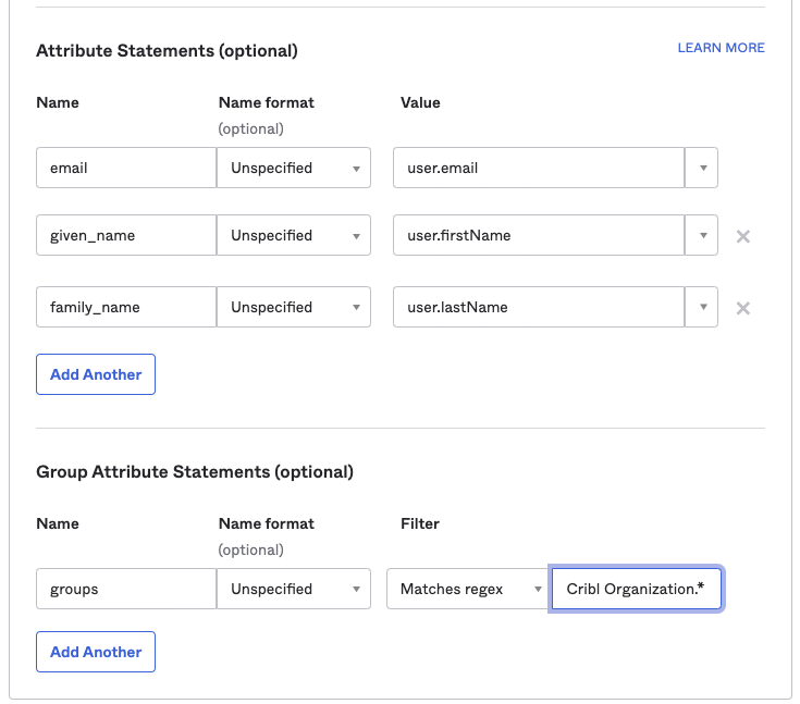 Configuring SAML Attribute Statements in Okta