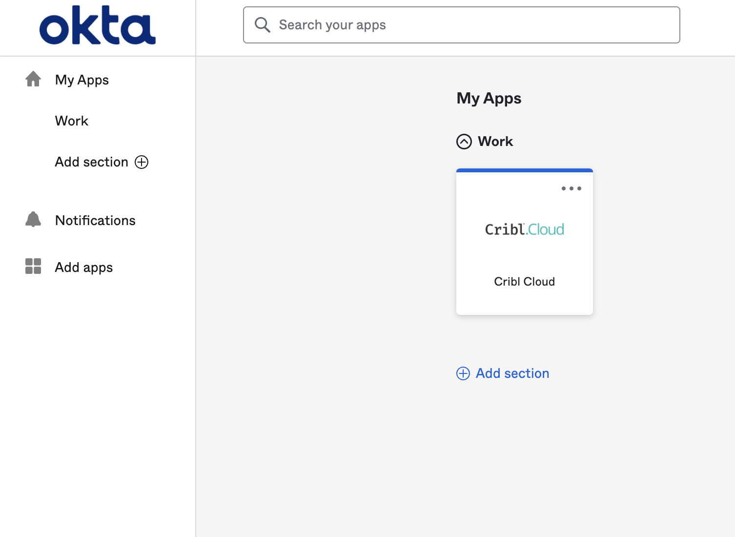 Okta Cribl.Cloud chiclet example
