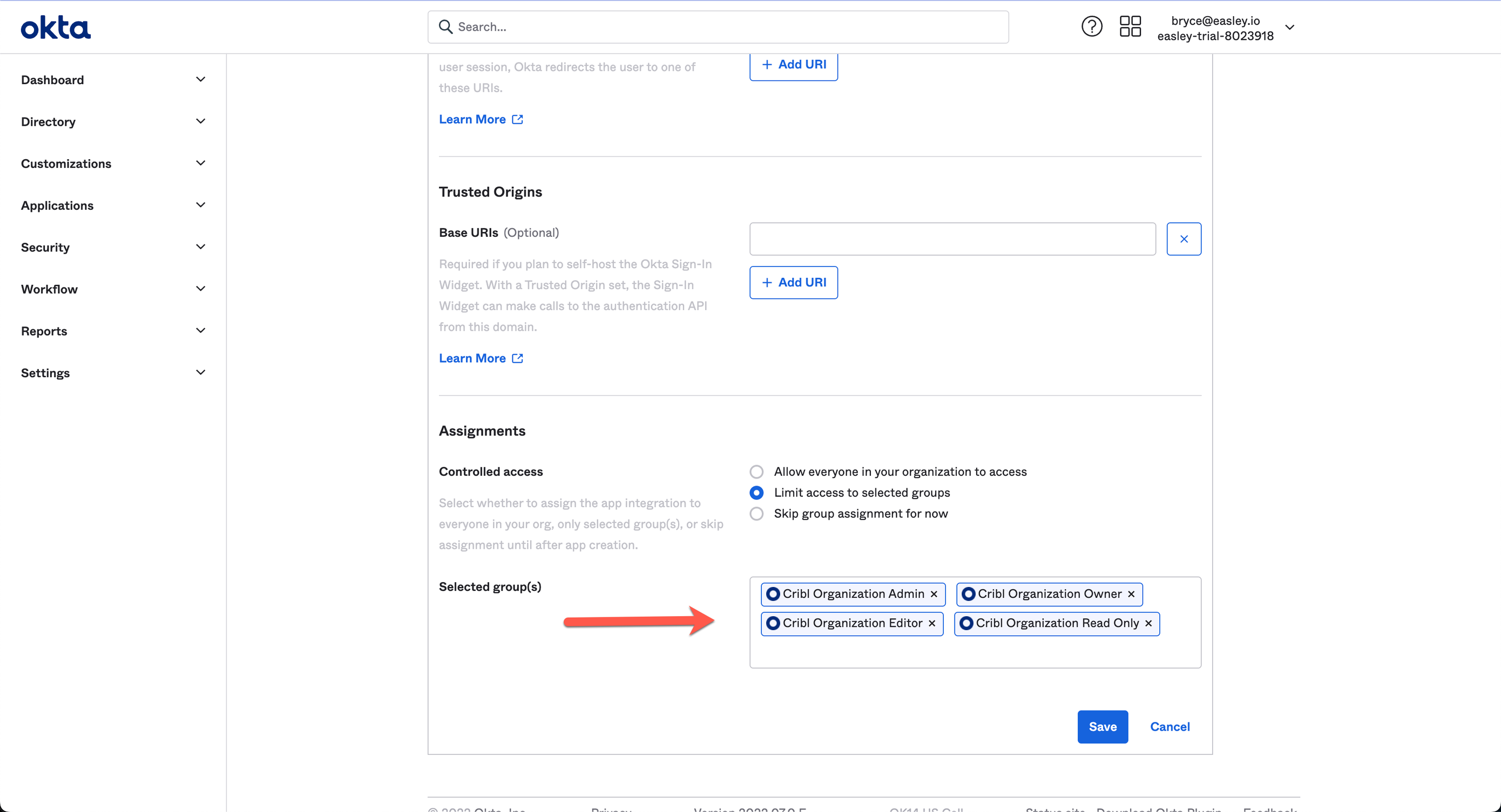 Assignments configuration