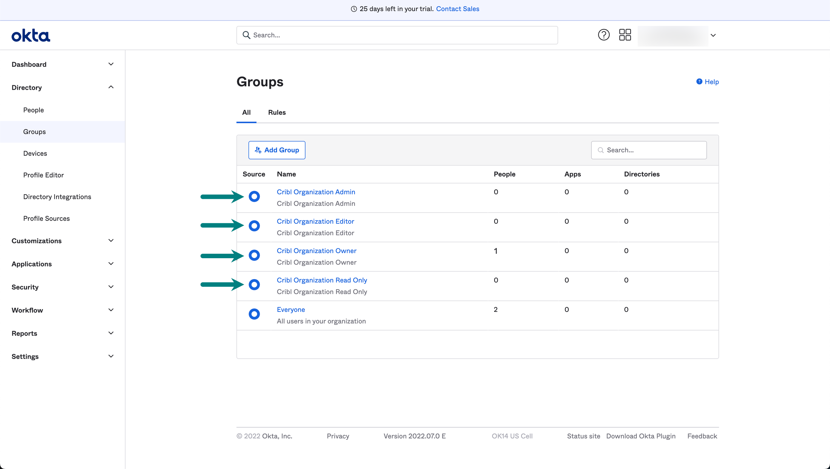 Mapping Okta groups to Cribl.Cloud Roles