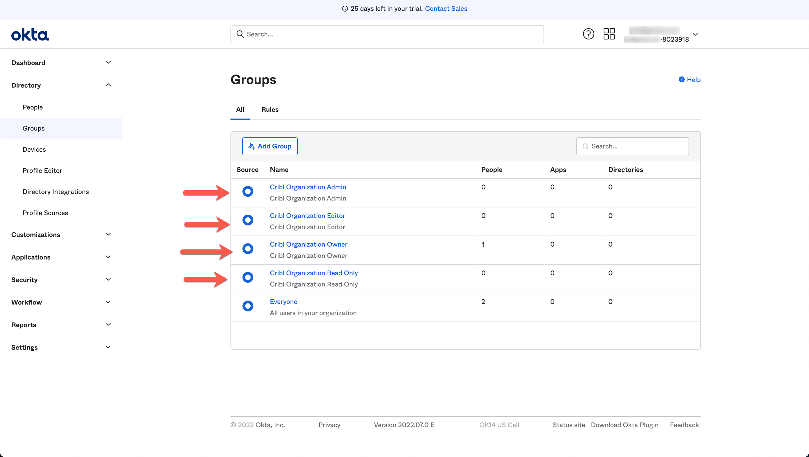 Mapping Okta groups to Cribl.Cloud Roles