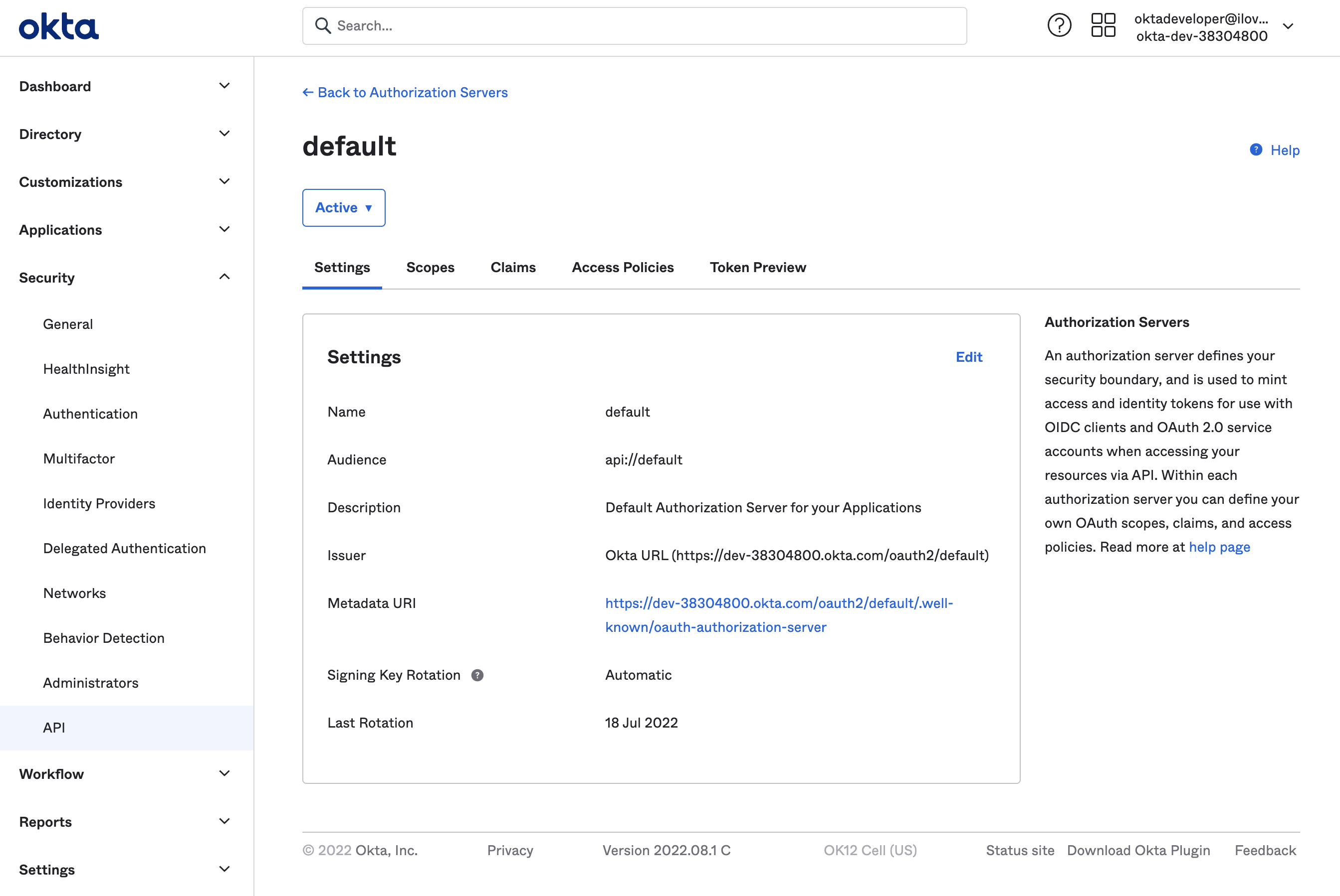 Obtaining Issuer URL from Okta