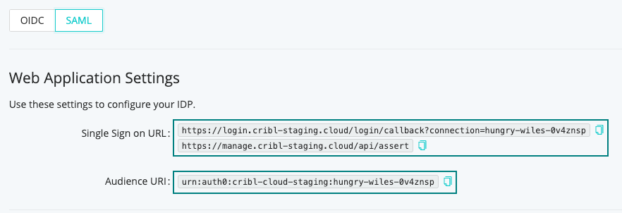 SSO information for configuring Azure AD