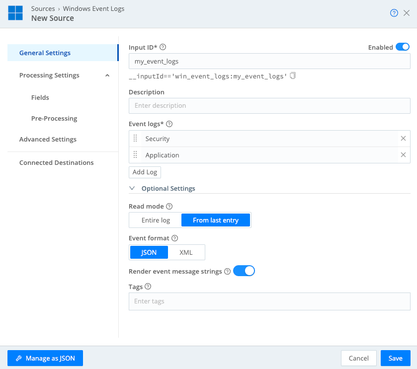 Configuring Windows Event Logs