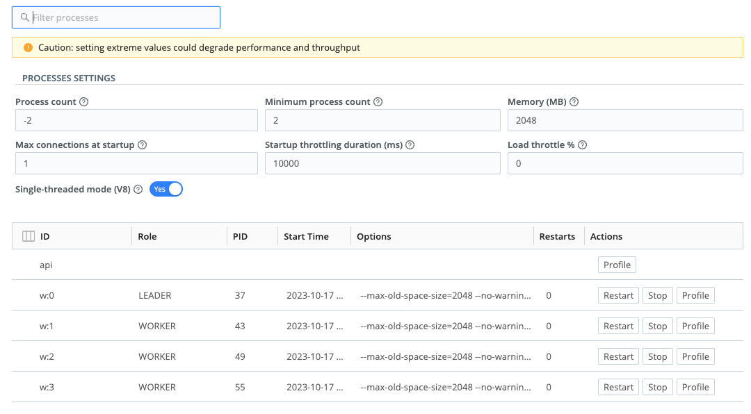 Worker CPU profiling (single-instance)