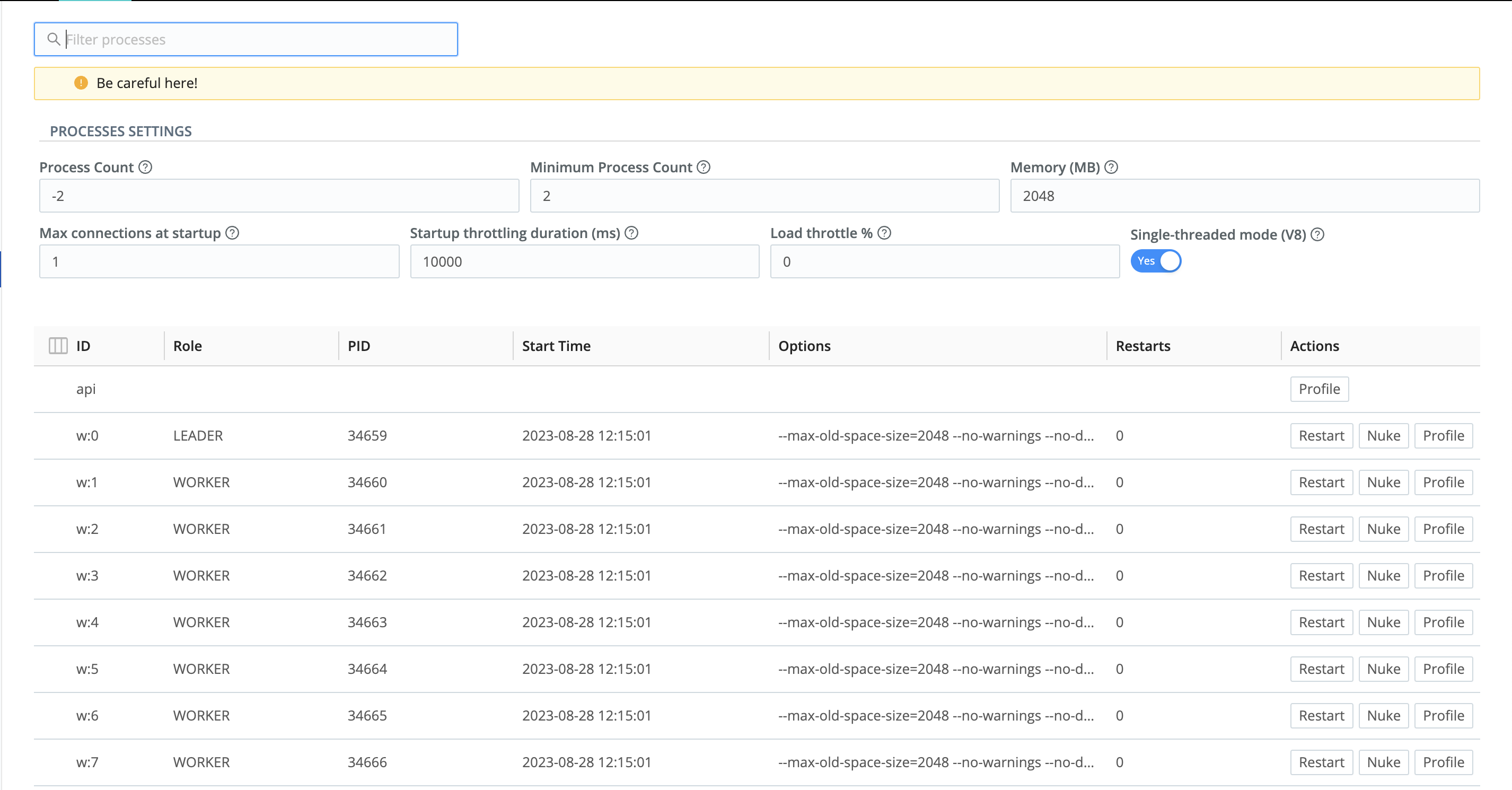 Worker CPU profiling (single-instance)