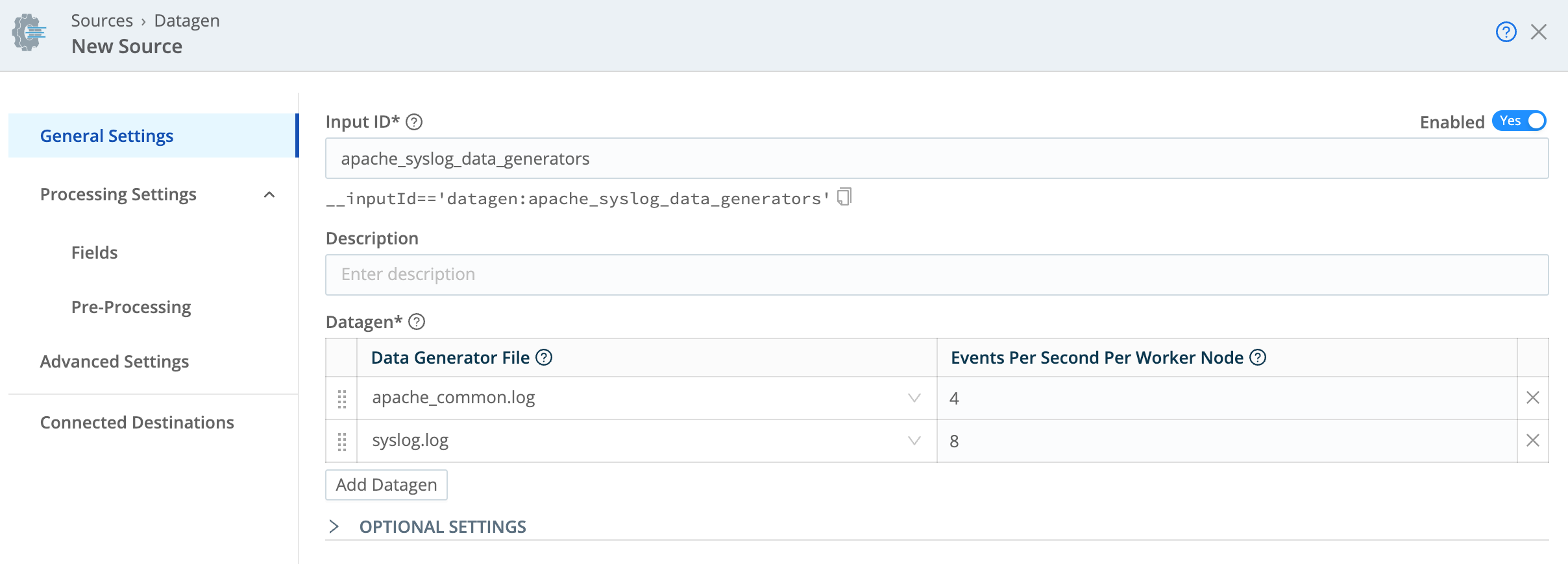 Selecting datagens files and event rates