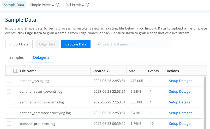Preview pane - add samples via paste,  attach/upload file, or live capture
