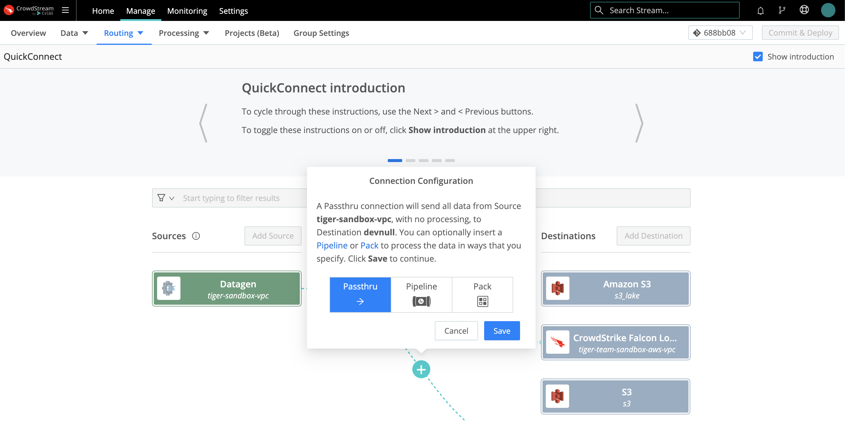 Connection-type selector in QuickConnect