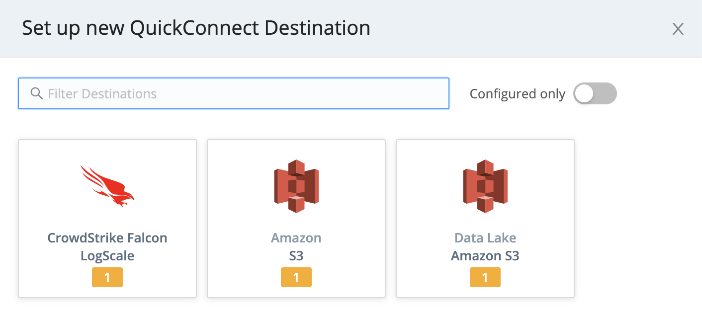 Selecting additional Destinations in QuickConnect