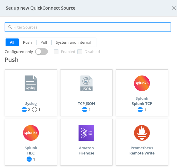 Selecting a Source through the QuickConnect UI