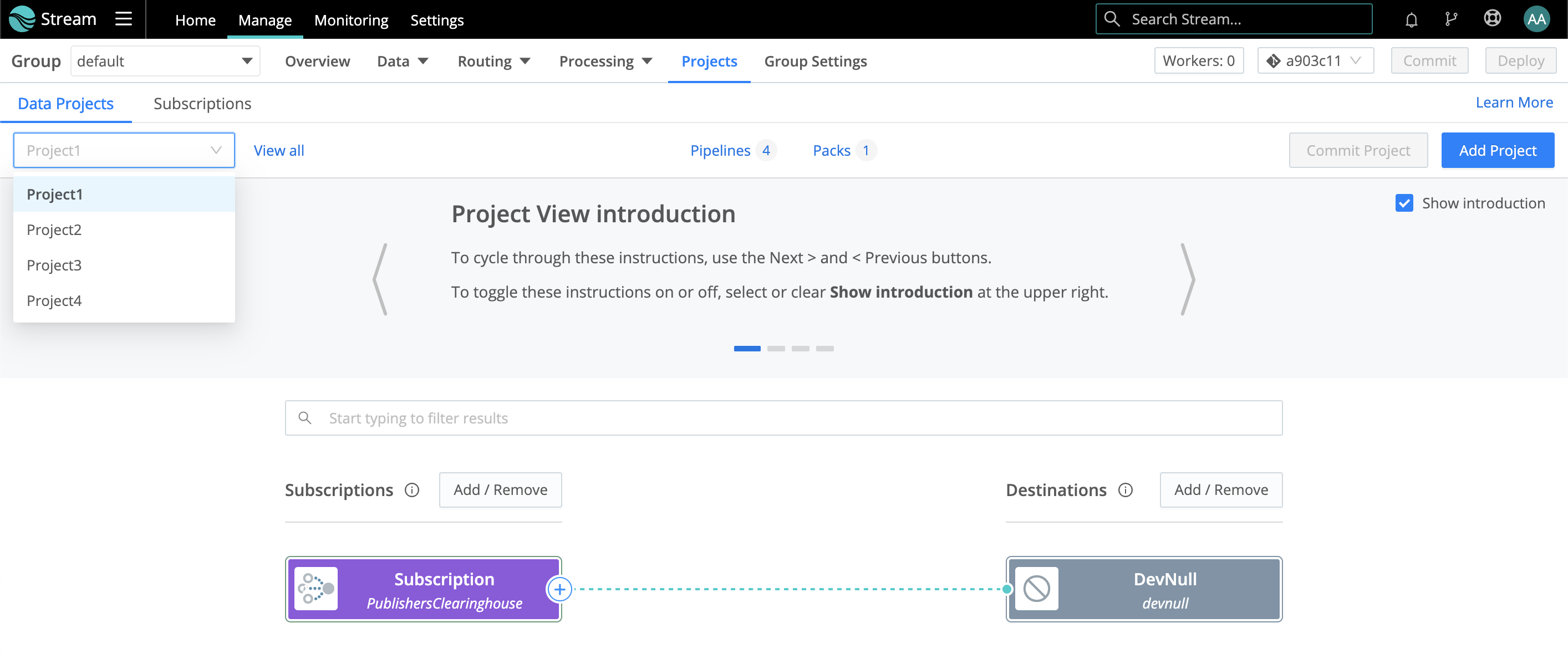 Accessing the Project view