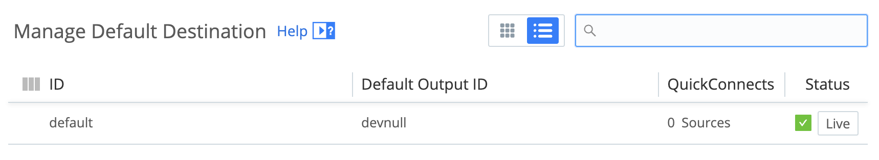 Default Destination - click to configure