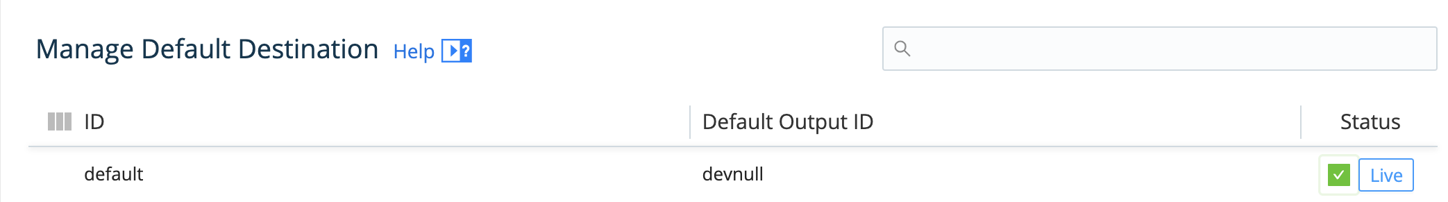 Destination > Live button