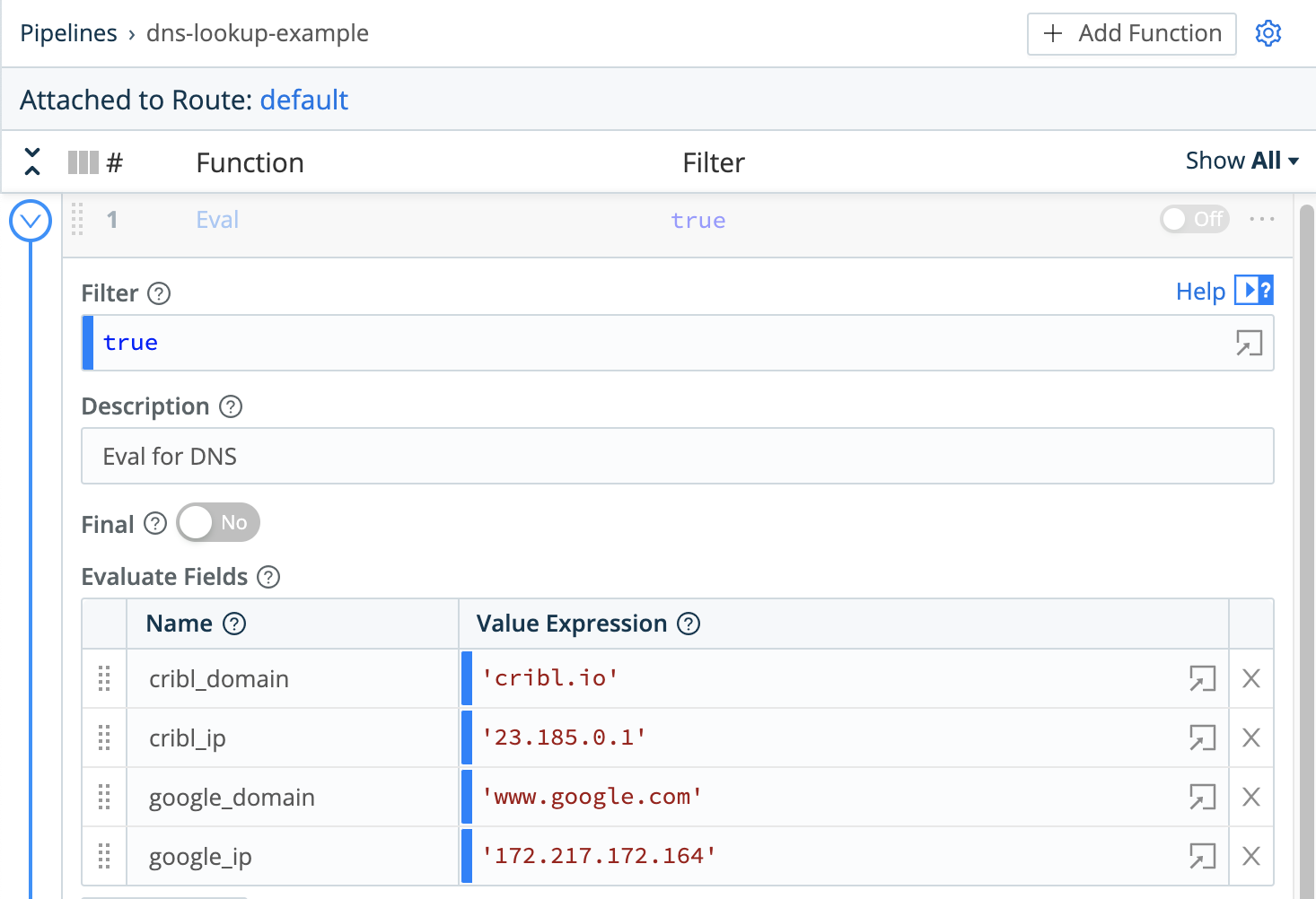 DNS Lookup: Eval Function