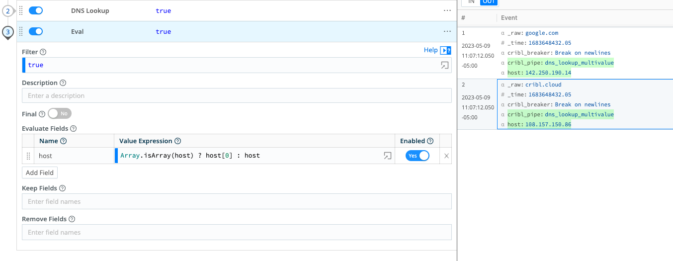 DNS lookup multi-value result converted into a single value