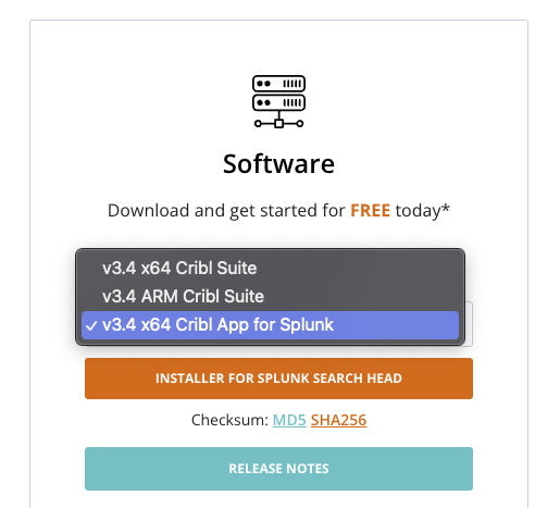 Downloading Cribl&rsquo;s Splunk app