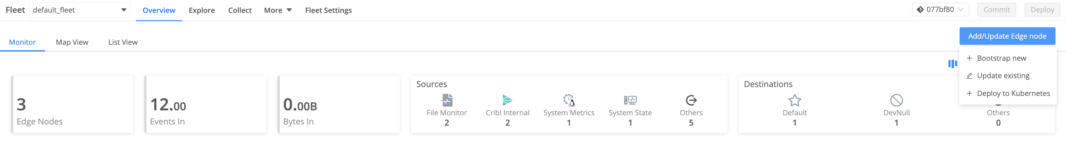 Options to add or update an Edge Node