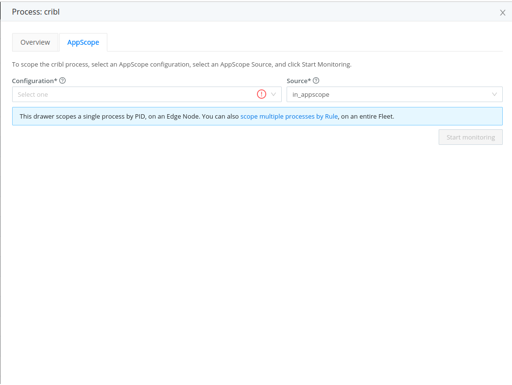 The AppScope tab for a process