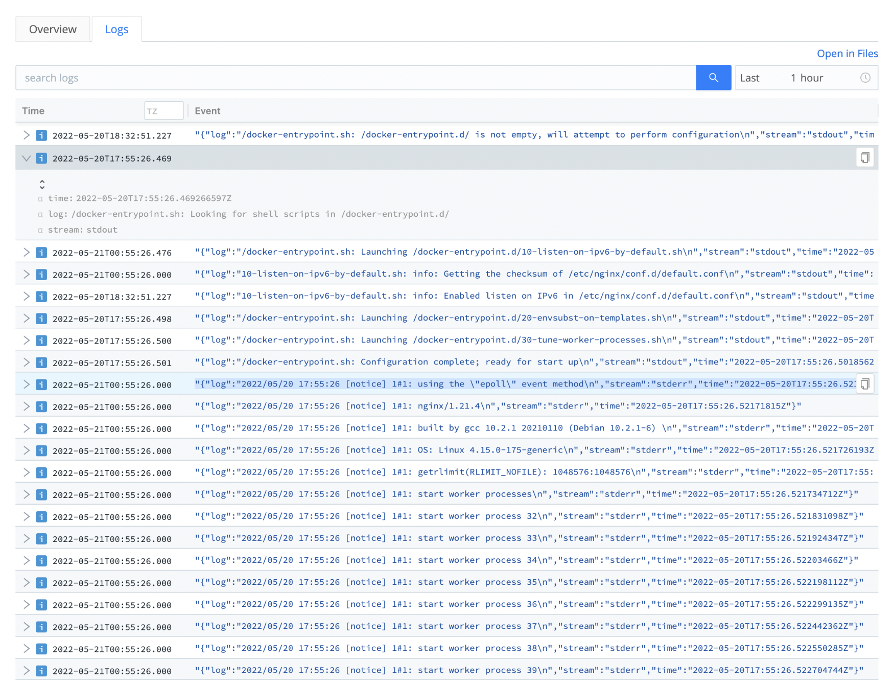 View Docker Container logs