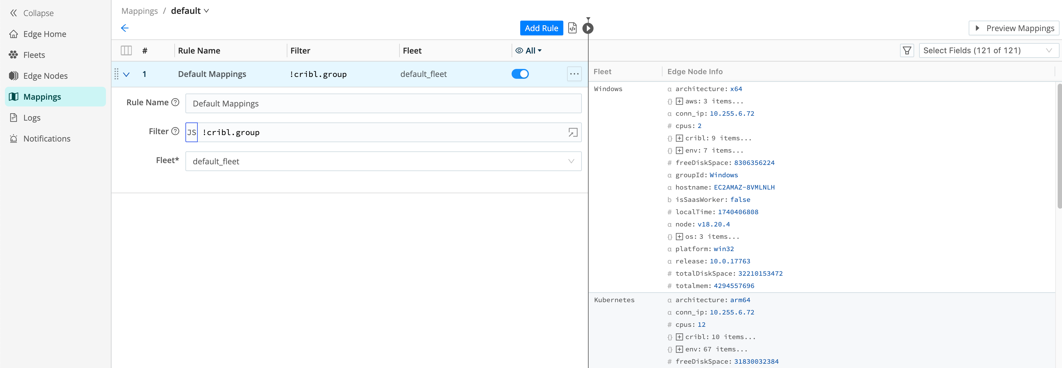 Managing Ruleset page