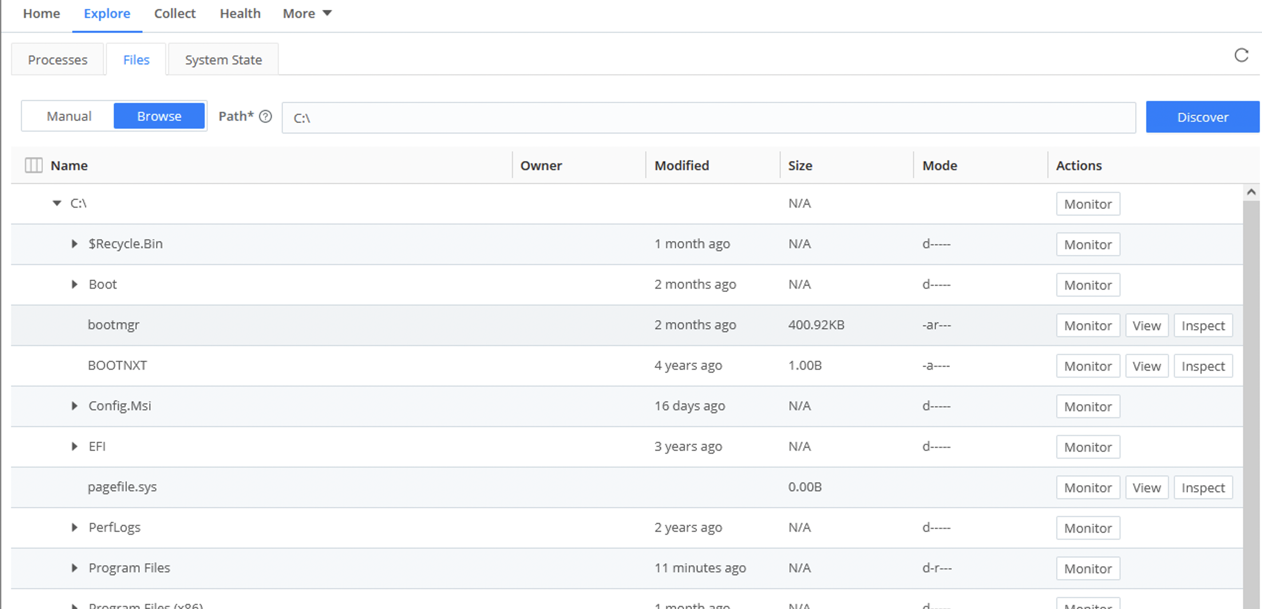 File tab -Browse mode
