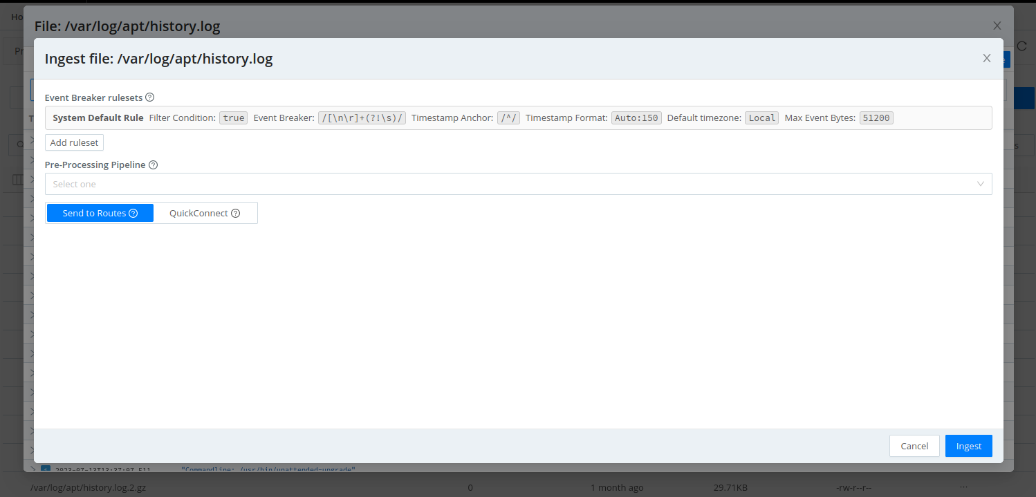 Ingest file via Routes