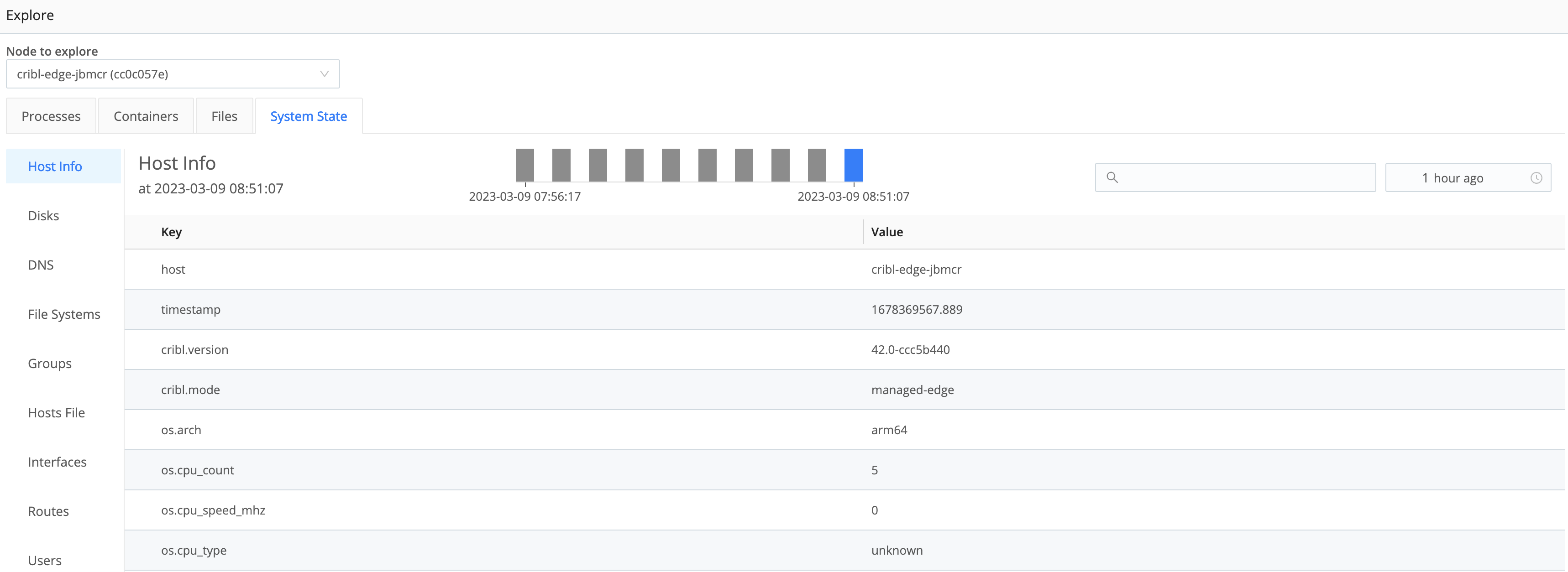 Host info/metadata collected