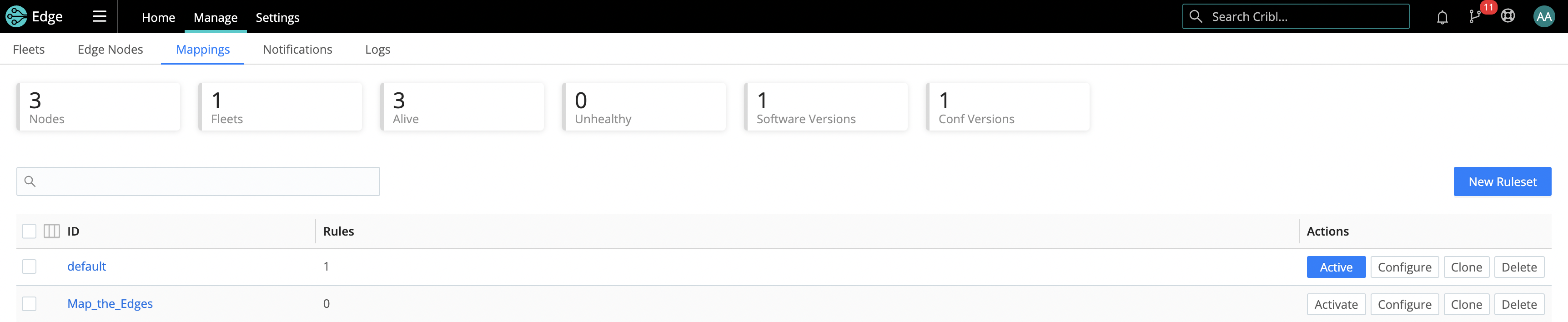 Mappings status/controls
