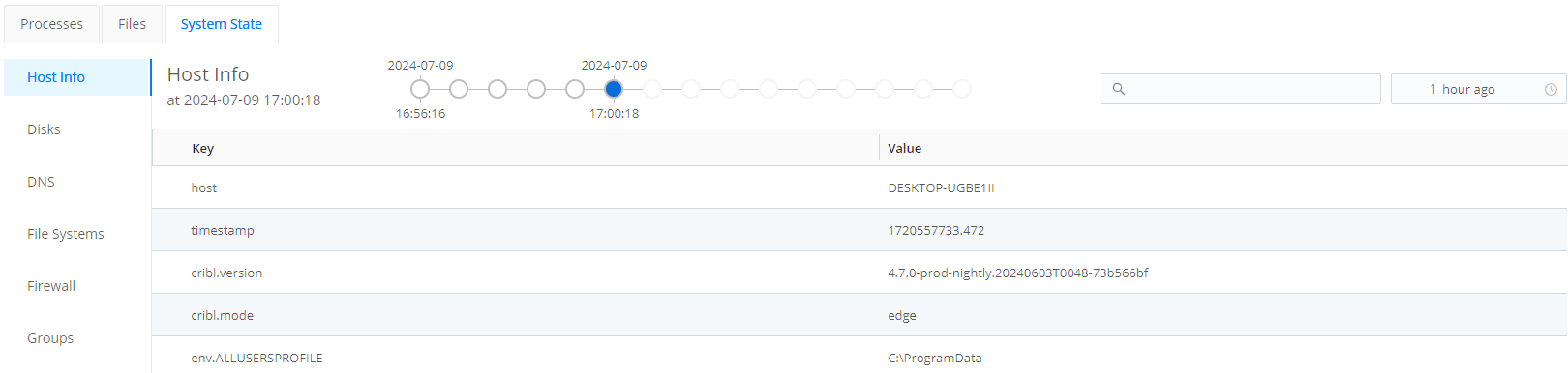 Host info / Metadata collected