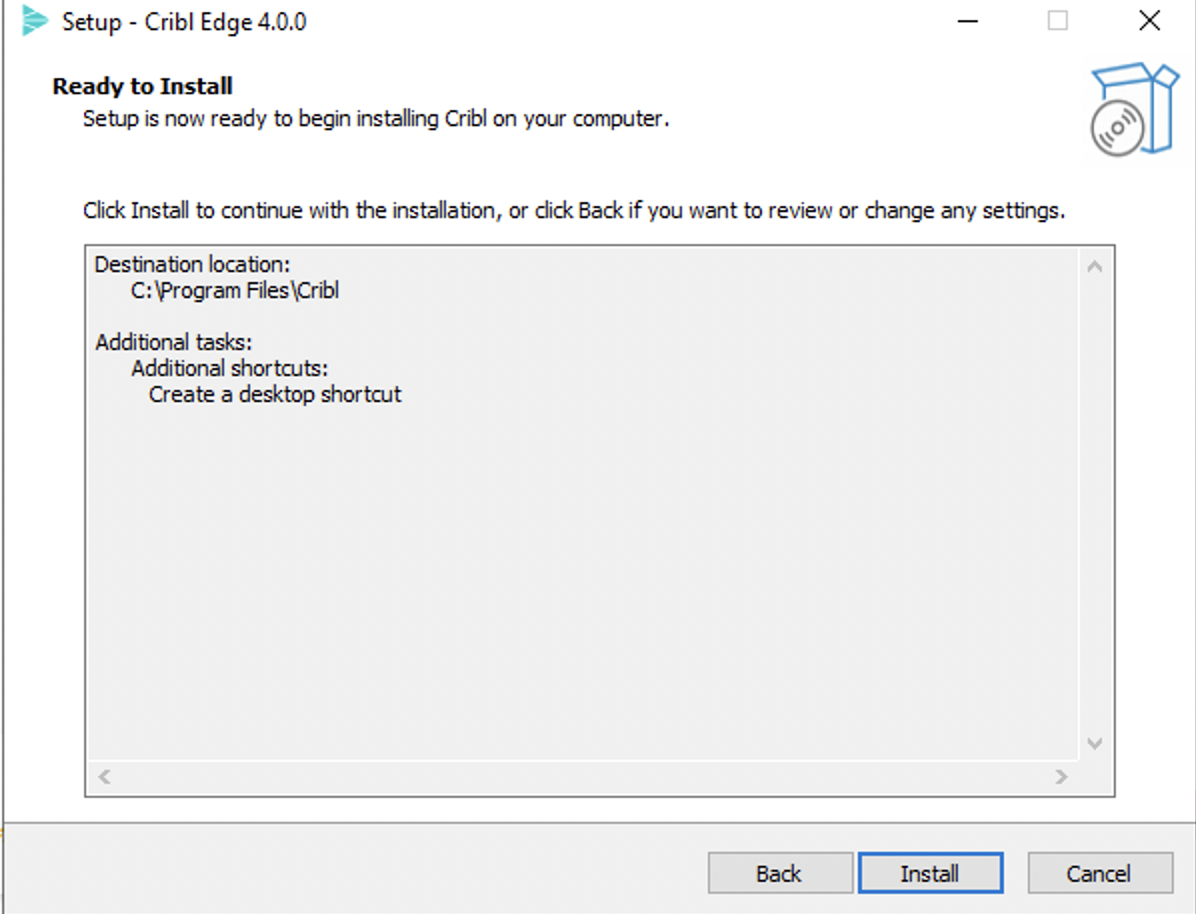 Installation summary