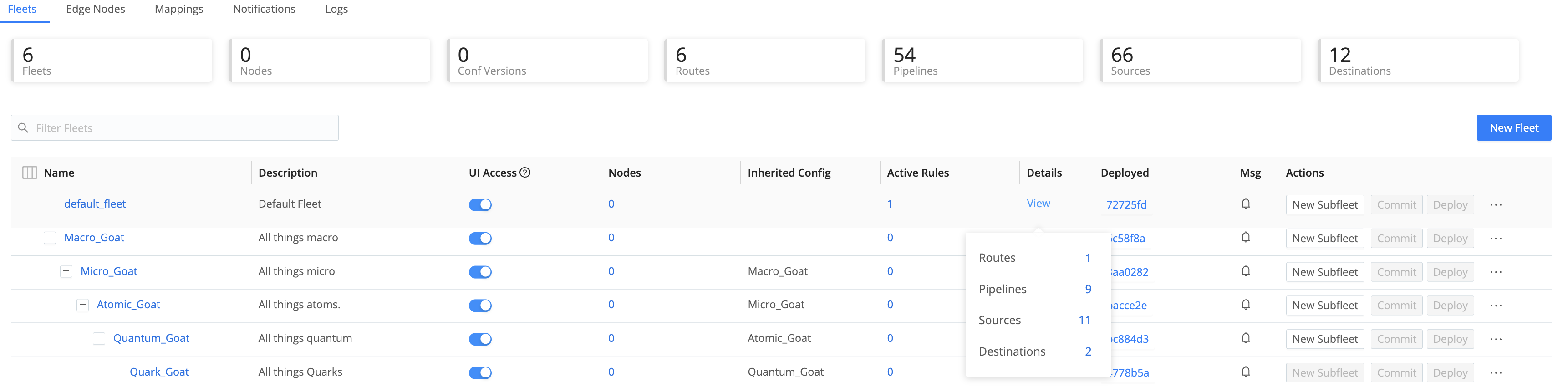 Configure, Clone, and Delete Fleets and Subfleets