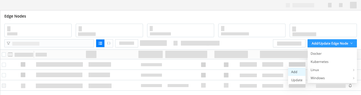 Options to add or update an Edge Node