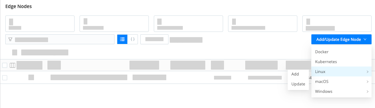 Options to add or update an Edge Node