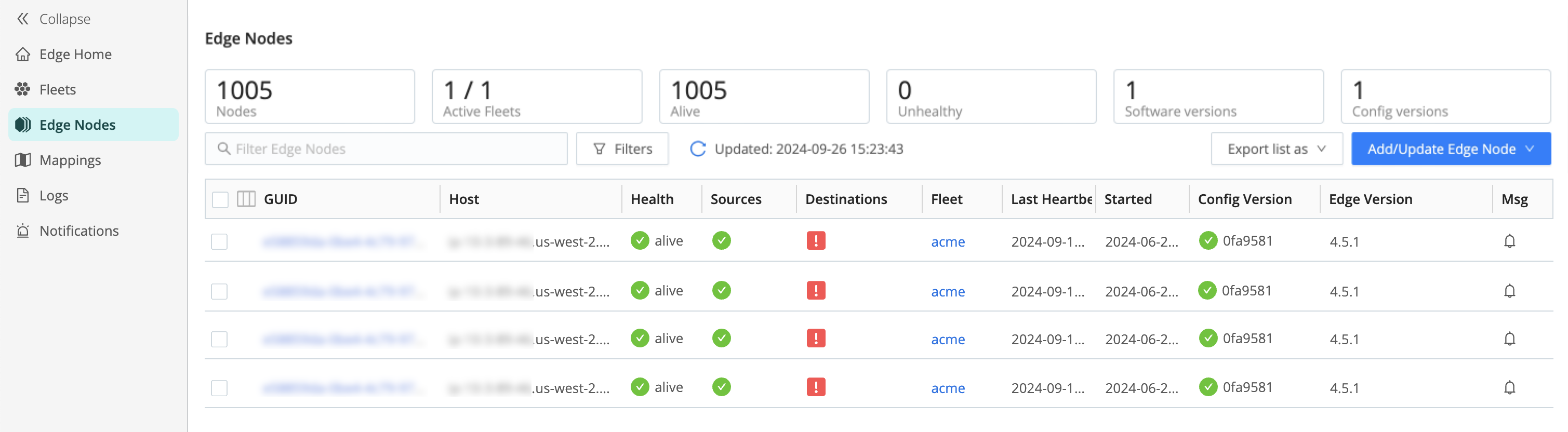 View the Edge Nodes page