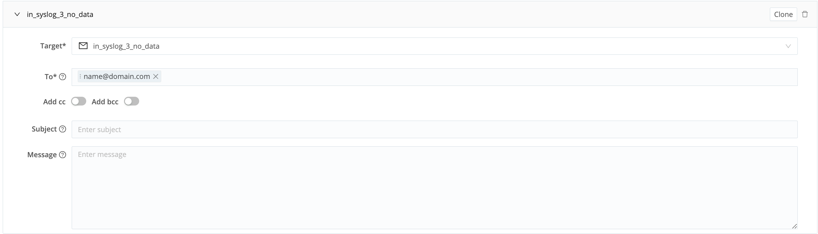 Email Notification with target selected