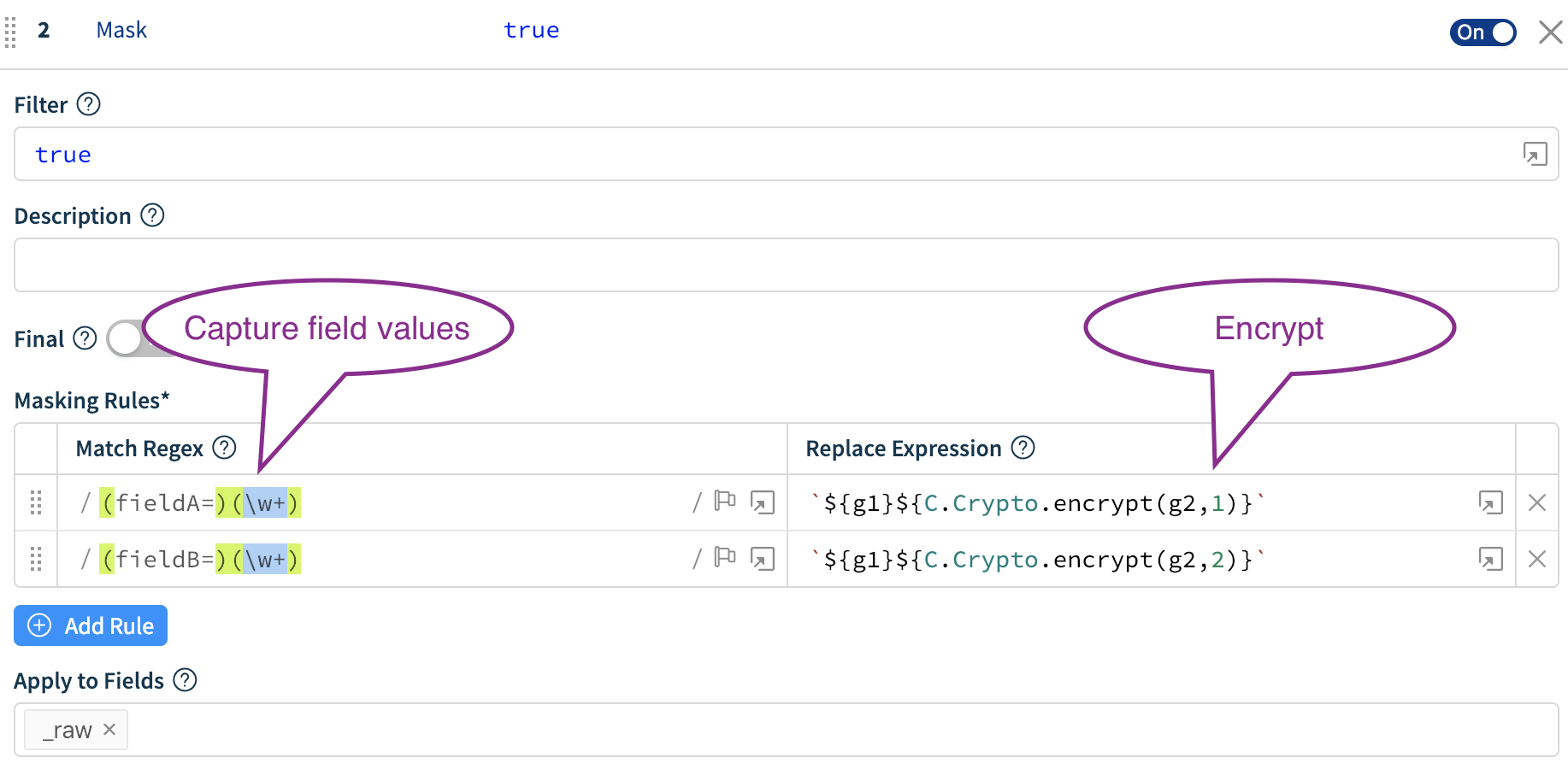 Encrypting two fields with separate key classes