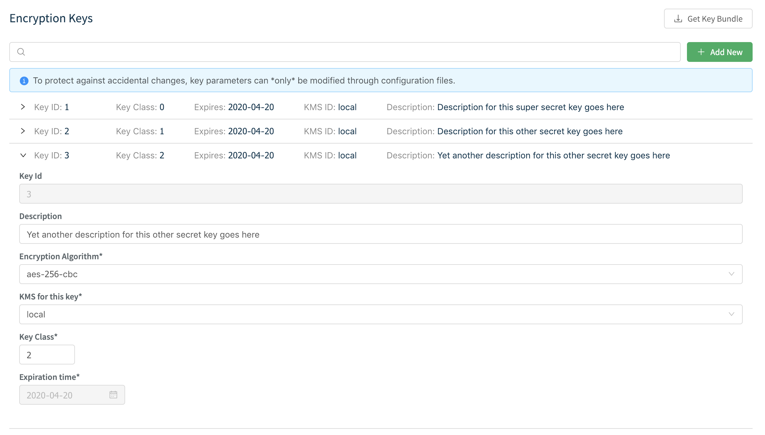 List or create keys through Cribl Stream&rsquo;s UI