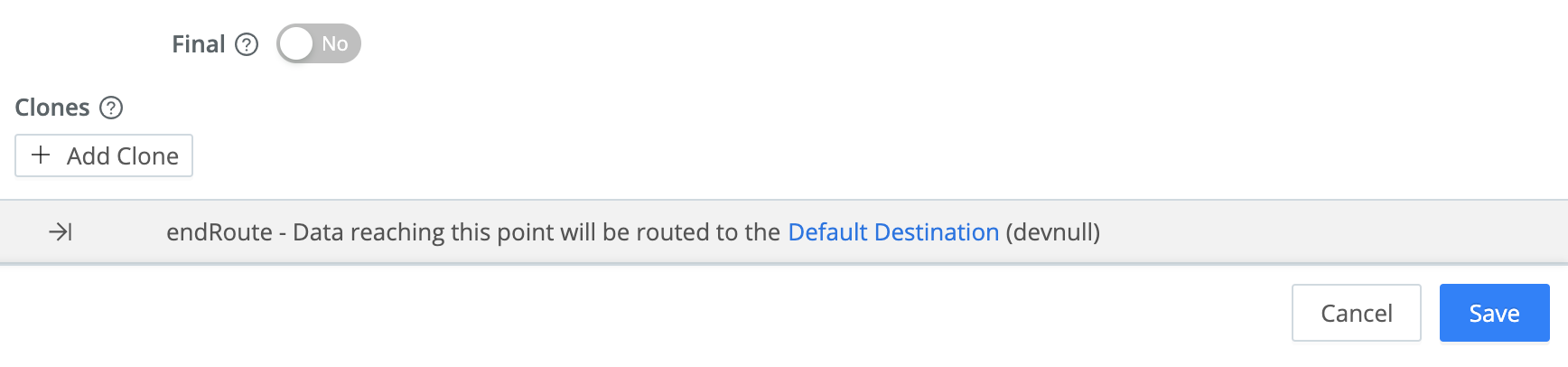 endRoute warning and link